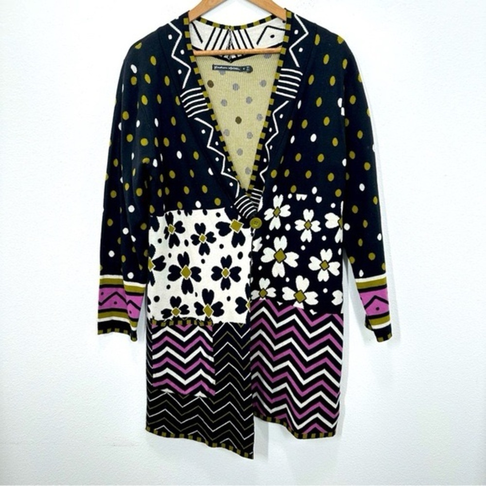 Gudrun Sjöden Black, White & Pink Patterned Button Cardigan